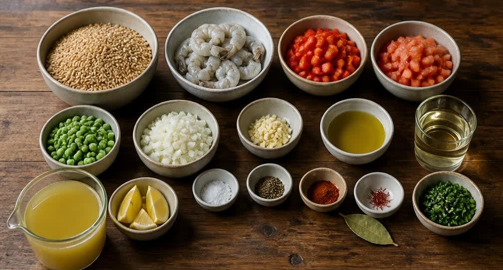 Spanische Paella mit unpoliertem Vollkornreis – Zutaten