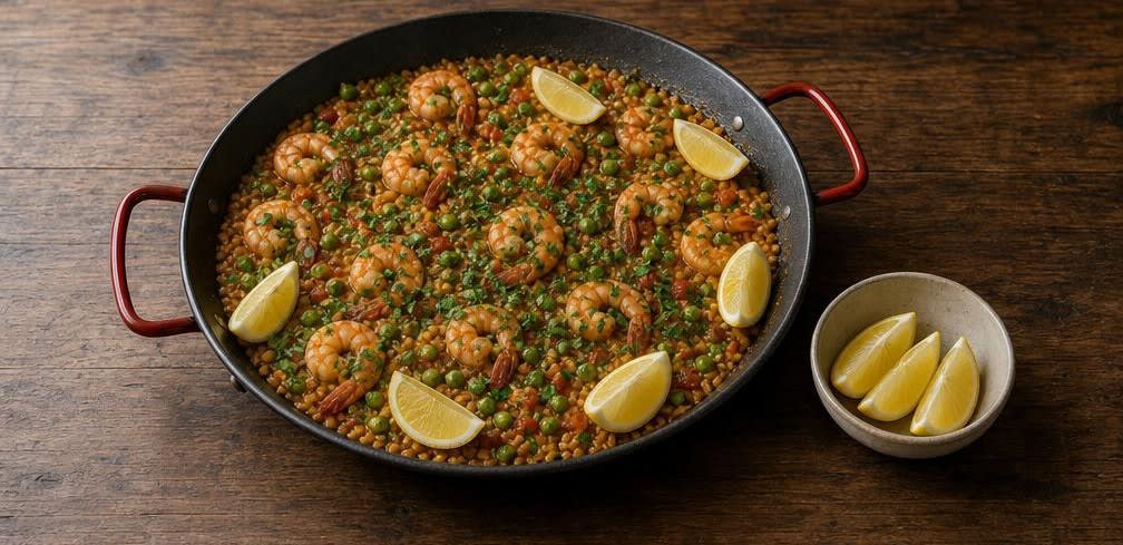 Spanische Paella mit unpoliertem Vollkornreis – Zubereitung Schritt für Schritt – Anrichten
