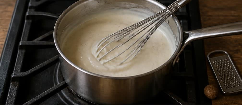 Moussaka mit Olivenöl-Béchamel – Zubereitung Schritt für Schritt – Béchamel herstellen
