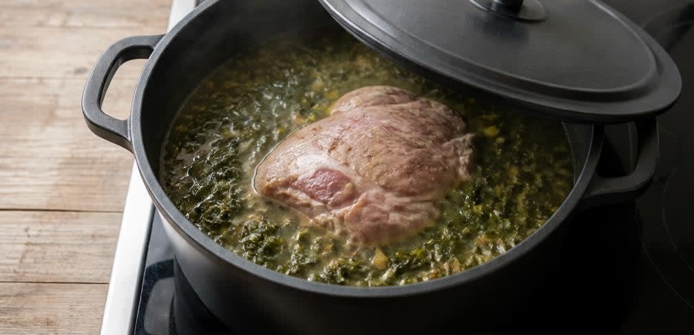 Klassischer Grünkohl mit Kassler und Speck – Zubereitung Schritt für Schritt – Grünkohl mit Kassler schmoren