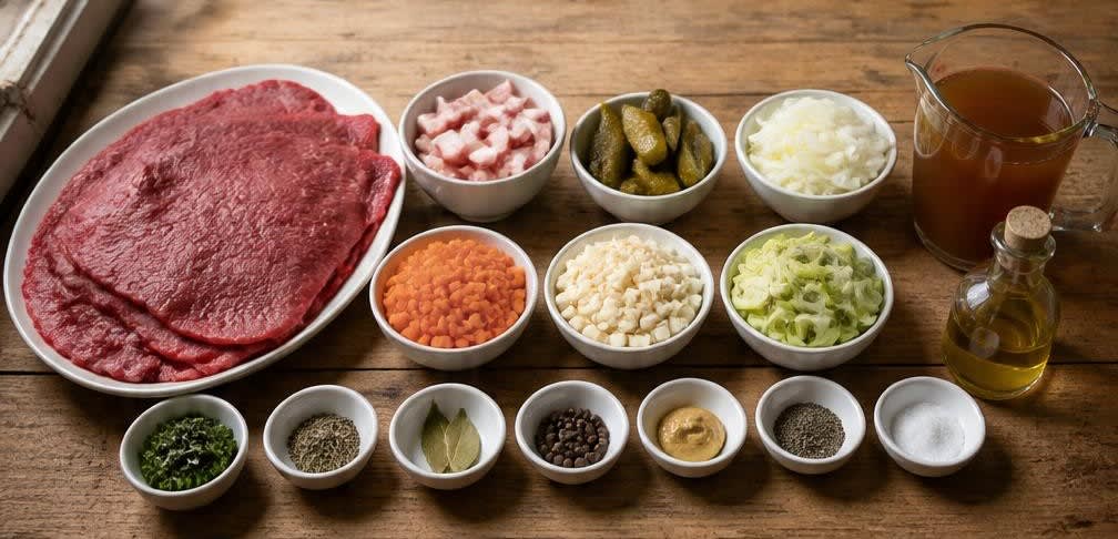 Klassische Rinderrouladen in dunkler Schmorsauce – Zutaten