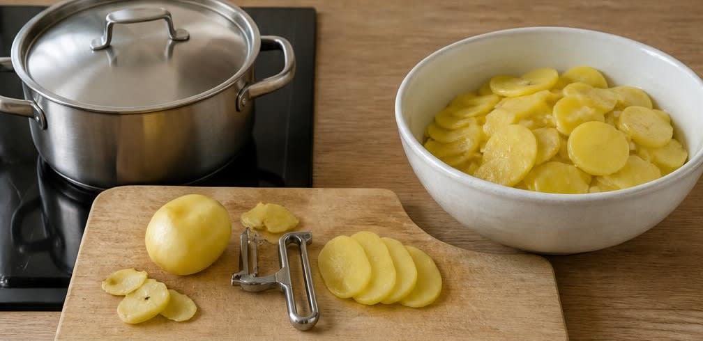 Süddeutscher Kartoffelsalat mit kaltgepresstem Rapsöl – Zubereitung Schritt für Schritt – Kartoffeln vorbereiten