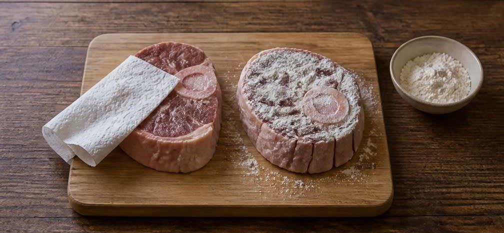Ossobuco scharf angebraten und sanft geschmort – Zubereitung Schritt für Schritt – Fleisch vorbereiten