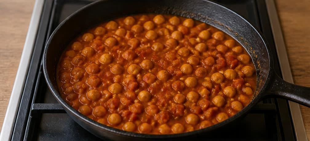 Authentisches Chana Masala mit frischem Zitronenkick – Zubereitung Schritt für Schritt – Chana Masala köcheln lassen