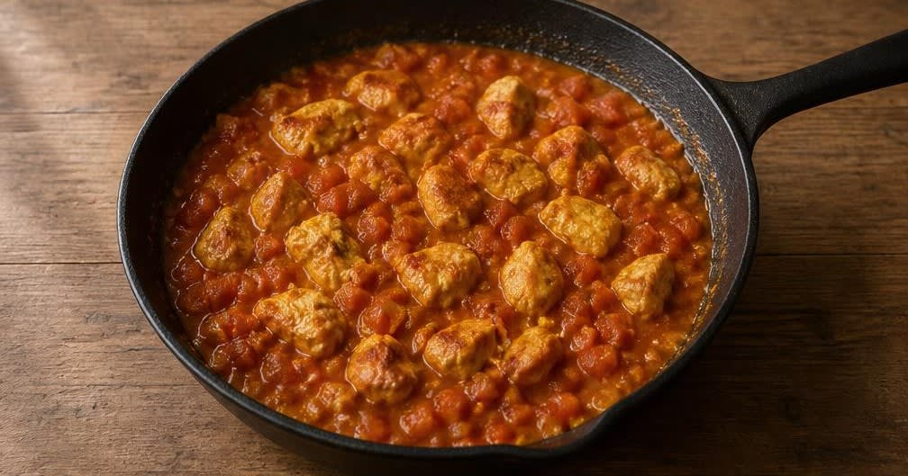 Butter Chicken mit Pfeffer im Kurkuma-Rub – Zubereitung Schritt für Schritt – Tomaten-Sauce herstellen