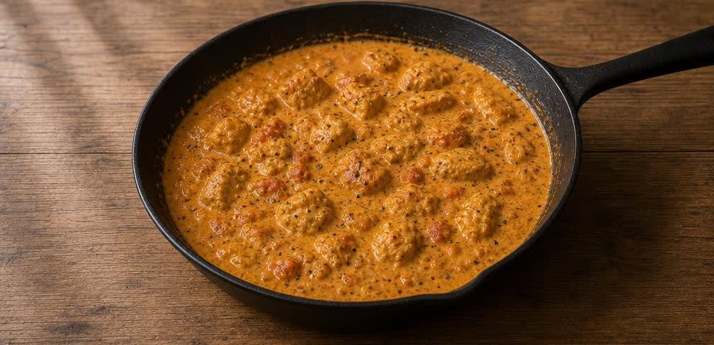 Butter Chicken mit Pfeffer im Kurkuma-Rub – Zubereitung Schritt für Schritt – Sauce fertigstellen
