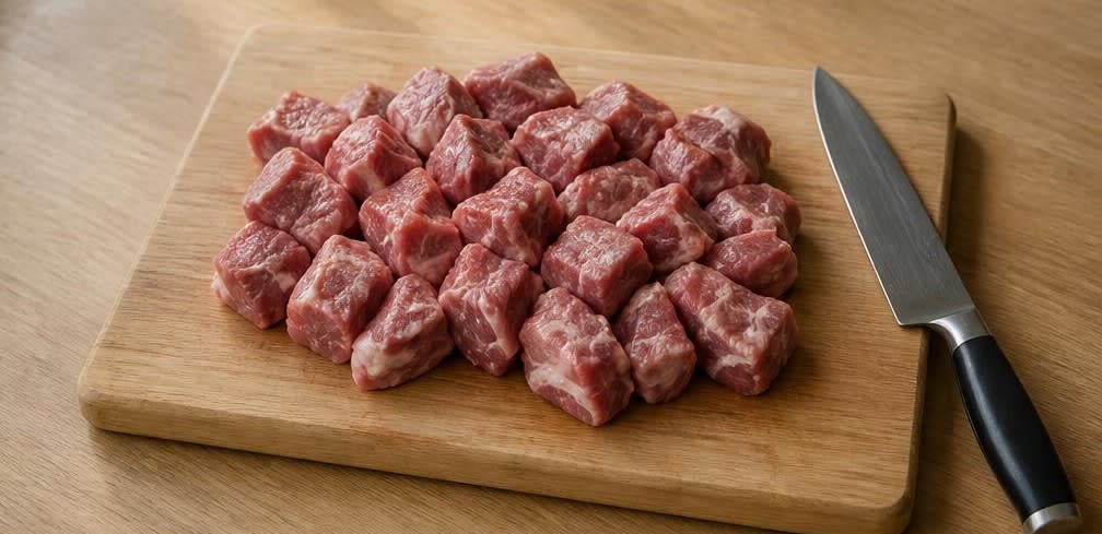 Zarte Mexikanische Carnitas aus dem Sud – Zubereitung Schritt für Schritt – Fleisch würfeln