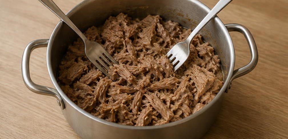 Zarte Mexikanische Carnitas aus dem Sud – Zubereitung Schritt für Schritt – Fleisch zupfen