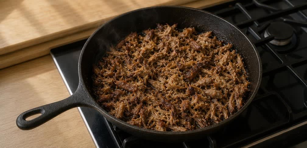 Zarte Mexikanische Carnitas aus dem Sud – Zubereitung Schritt für Schritt – Carnitas anbraten