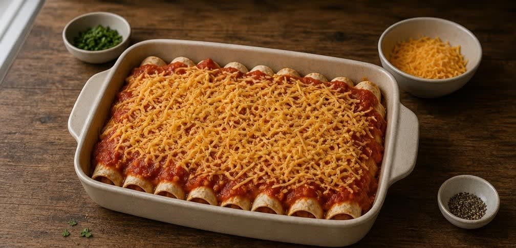 Enchiladas mit frischer Tomatensauce – Zubereitung Schritt für Schritt – Enchiladas füllen & schichten