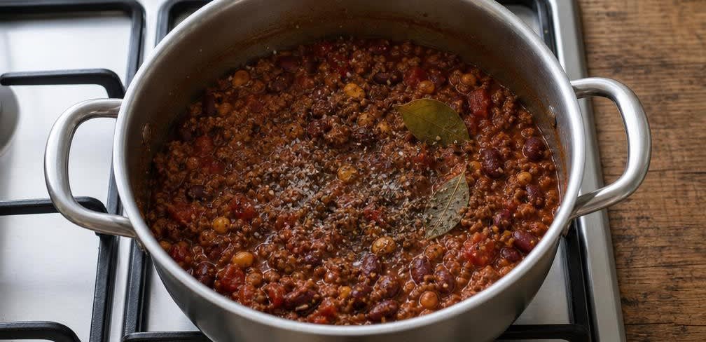 Klassisches Chili con Carne mit schonend eingeweichten Bohnen – Zubereitung Schritt für Schritt – Chili abschmecken