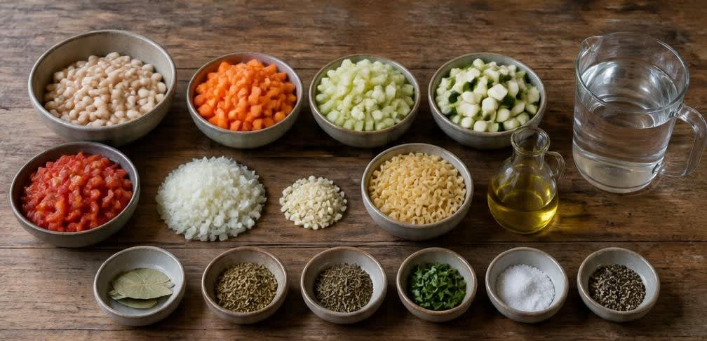 Minestrone mit gedämpften weißen Bohnen – Zutaten