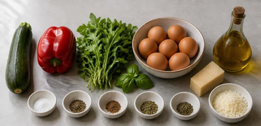 Frittata mit Zucchini, Paprika und Rucola – Zutaten