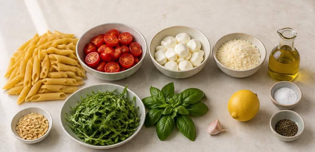 Kalt gezogener Pesto-Nudelsalat – Zutaten