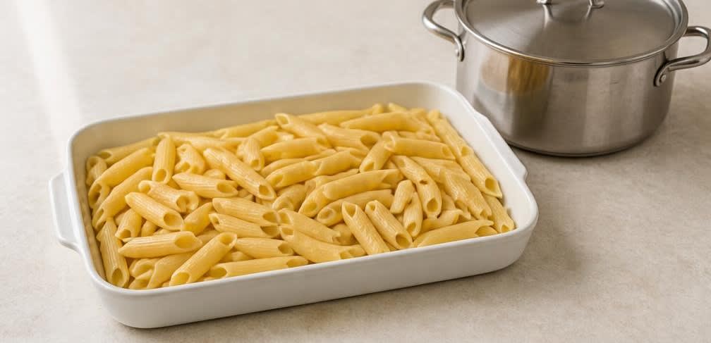 Kalt gezogener Pesto-Nudelsalat – Zubereitung Schritt für Schritt – Penne kochen und kühlen