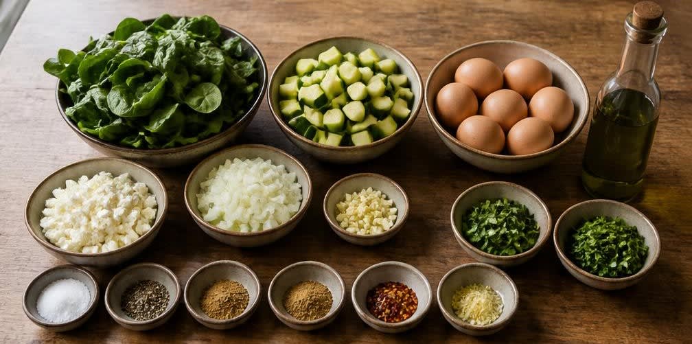 Grüne Shakshuka mit Spinat, Zucchini und Feta – Zutaten