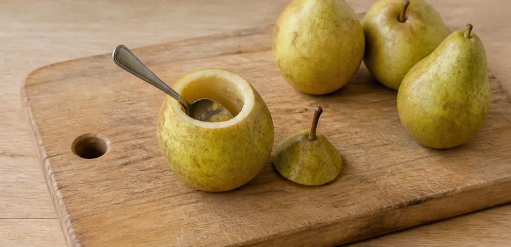 Gedämpfte Honig-Birne mit Walnüssen und Ingwer – Zubereitung Schritt für Schritt – Birnen vorbereiten