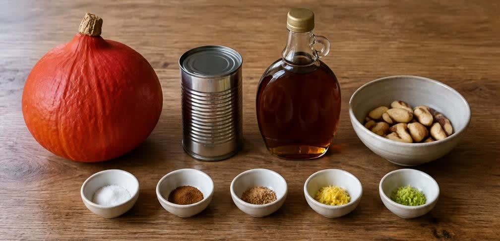 Brasilianischer Kürbis-Pudding mit Ahornsirup und Paranüssen – Zutaten