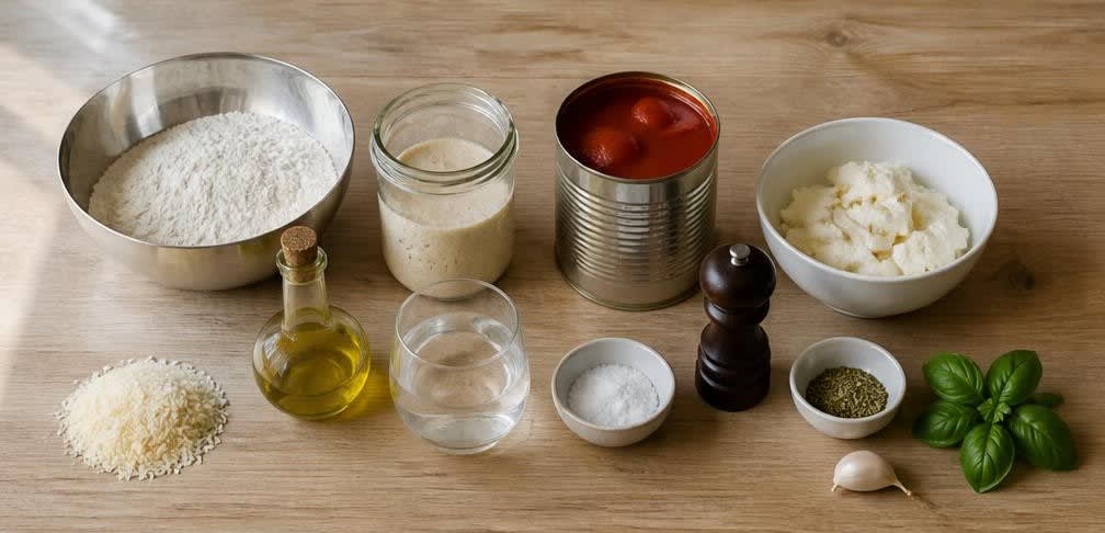 Sauerteig-Pizza Margherita mit frischem Basilikum – Zutaten