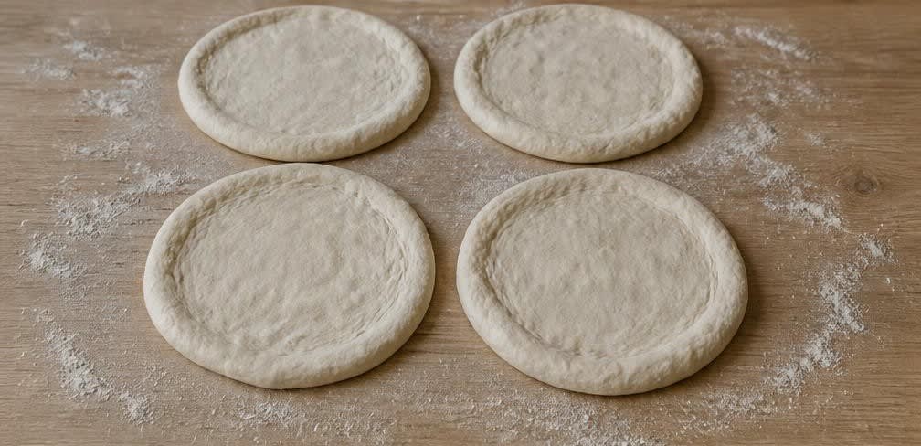 Sauerteig-Pizza Margherita mit frischem Basilikum – Zubereitung Schritt für Schritt – Teiglinge formen