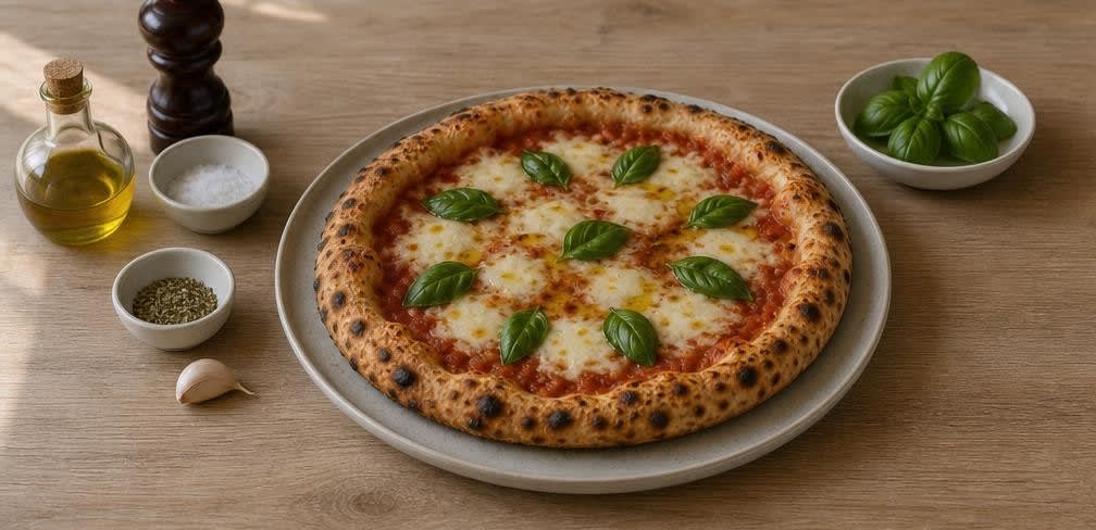 Sauerteig-Pizza Margherita mit frischem Basilikum – Zubereitung Schritt für Schritt – Anrichten