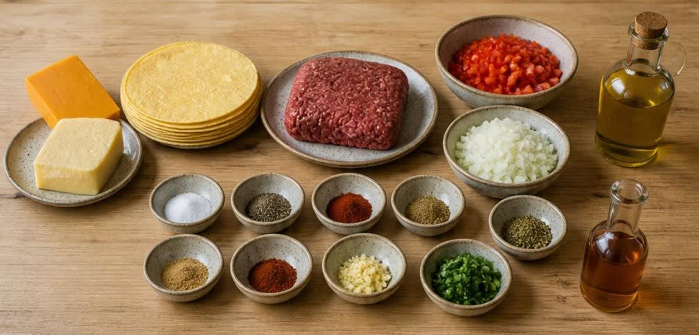 Mexikanische Quesadillas mit frisch geriebenem Cheddar und Chorizo-Hack – Zutaten
