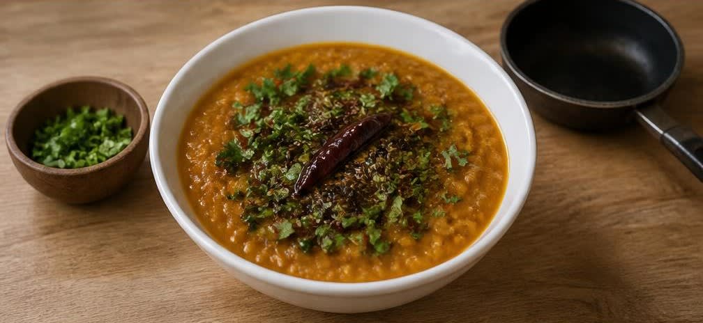 Dal Tadka aus eingeweichten Linsen – Zubereitung Schritt für Schritt – Dal anrichten