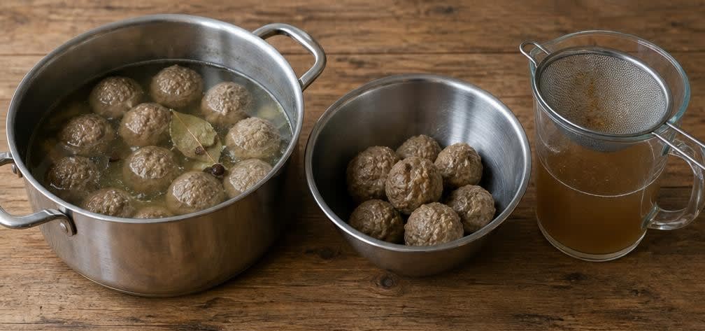 Königsberger Klopse aus grob gewolftem Fleisch – Zubereitung Schritt für Schritt – Klopse garen