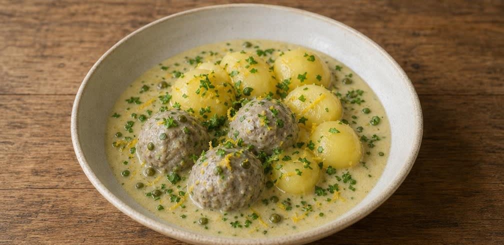 Königsberger Klopse aus grob gewolftem Fleisch – Zubereitung Schritt für Schritt – Anrichten