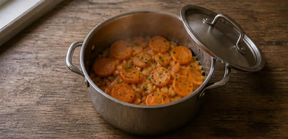 Zartes Rinderfilet mit cremig-nussiger Hirse und glasierten Karotten – Zubereitung Schritt für Schritt – Karotten dünsten