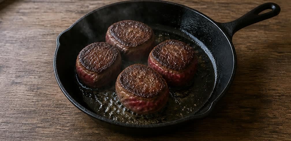 Zartes Rinderfilet mit cremig-nussiger Hirse und glasierten Karotten – Zubereitung Schritt für Schritt – Rinderfilet anbraten
