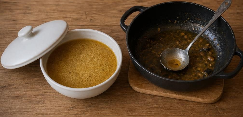 Marokkanische Schmor-Hähnchenschenkel auf Couscous und Aubergine – Zubereitung Schritt für Schritt – Couscous quellen lassen