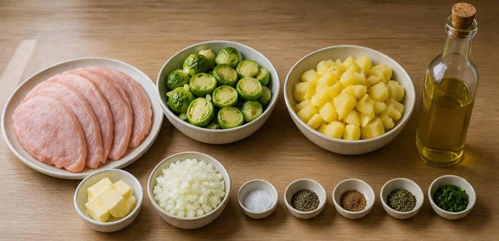 Saftige Putenbrust mit mildem Rosenkohl und Butterkartoffeln – Zutaten