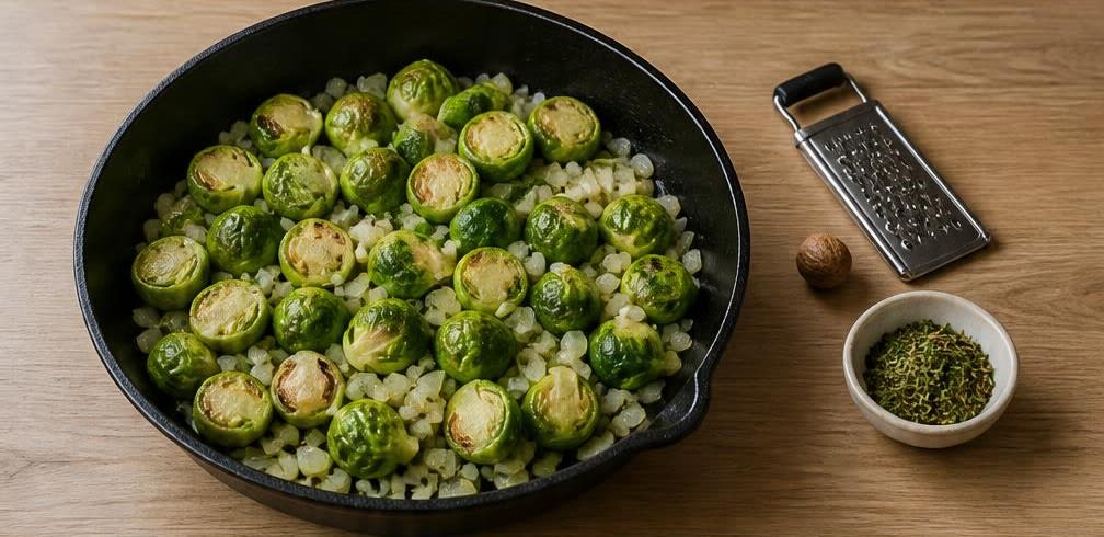 Saftige Putenbrust mit mildem Rosenkohl und Butterkartoffeln – Zubereitung Schritt für Schritt – Rosenkohl verfeinern