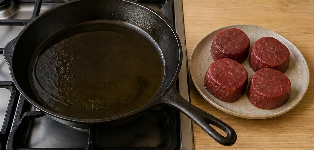 Scharf angebratenes Rinderfilet mit Knoblauch-Zucchini und cremiger Polenta – Zubereitung Schritt für Schritt – Rinderfilet vorbereiten