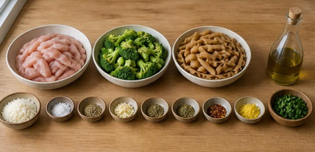 Italienische Putenbrust-Pfanne mit Brokkoli und Vollkorn-Penne – Zutaten