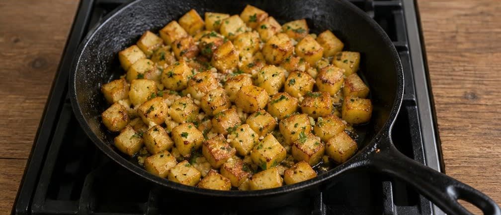 Klassische britische Hähnchenbrust mit Bohnen und Knusperkartoffeln – Zubereitung Schritt für Schritt – Kartoffeln knusprig braten