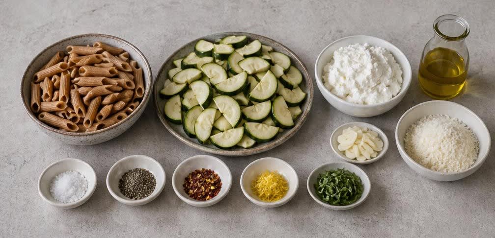 Vollkornnudeln mit Zucchini und cremigem Ricotta – Zutaten