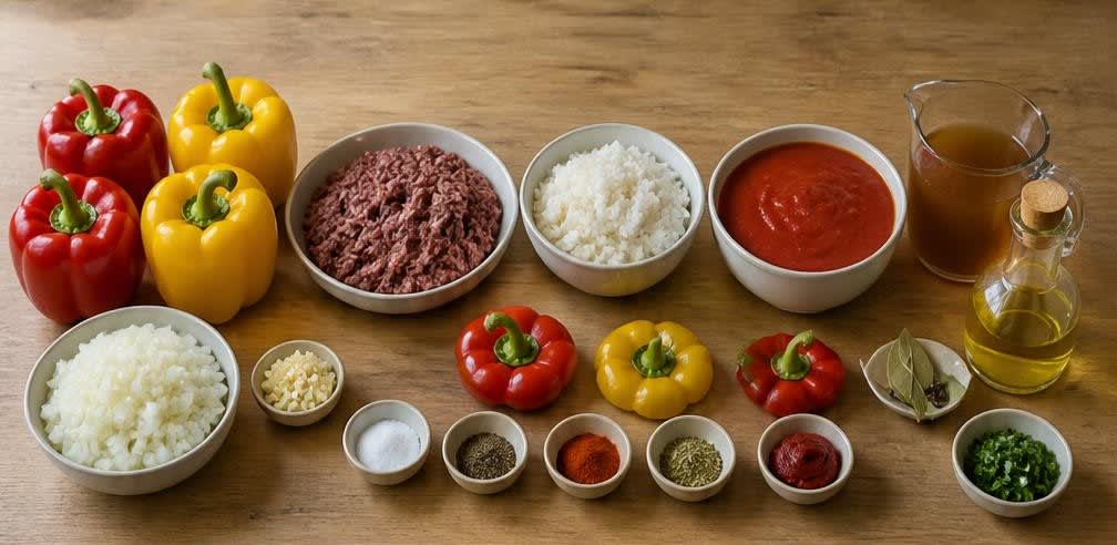 Osteuropäische Gefüllte Paprika in feiner Tomatensauce – Zutaten