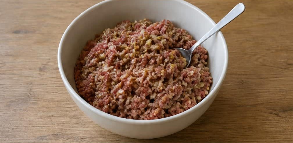 Osteuropäische Gefüllte Paprika in feiner Tomatensauce – Zubereitung Schritt für Schritt – Füllung herstellen