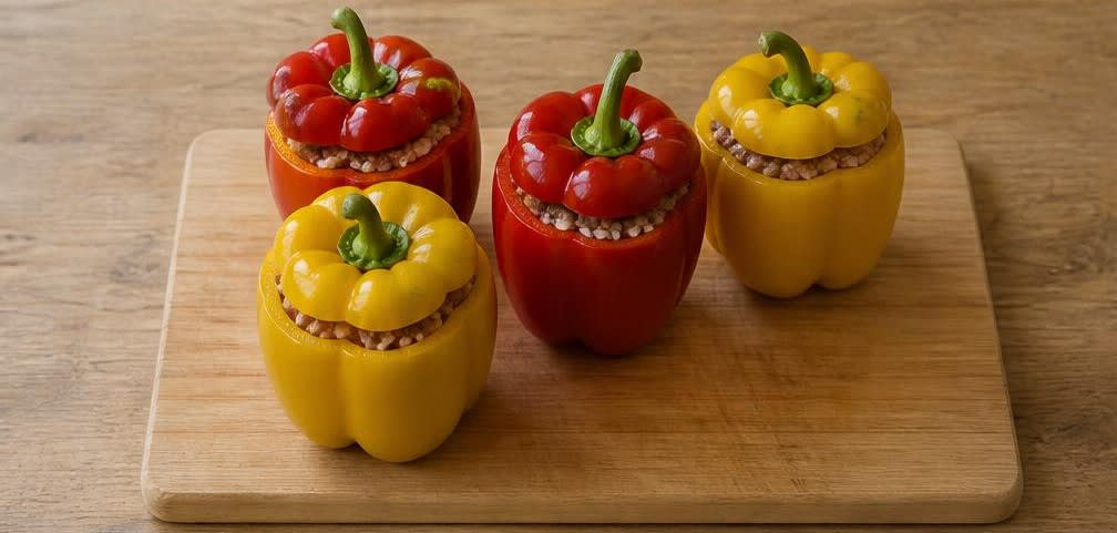 Osteuropäische Gefüllte Paprika in feiner Tomatensauce – Zubereitung Schritt für Schritt – Paprika füllen