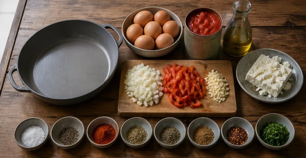 Griechische Shakshuka mit Paprika und Feta – Zutaten