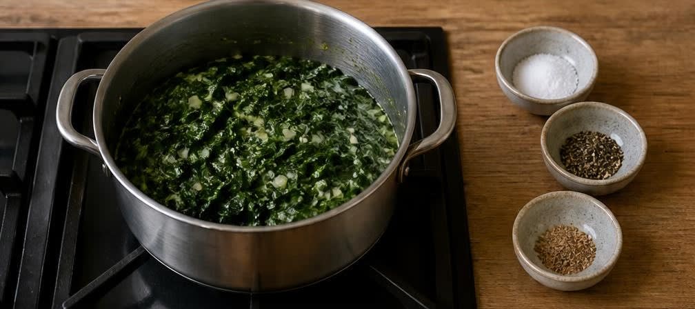 Klassisches Spiegelei auf Rahmspinat mit Kartoffelpüree – Zubereitung Schritt für Schritt – Spinat zubereiten