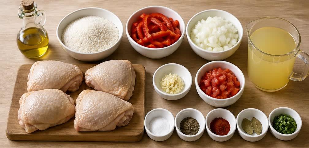 Spanisches Ofenhähnchen mit Paprika-Aroma-Reis – Zutaten