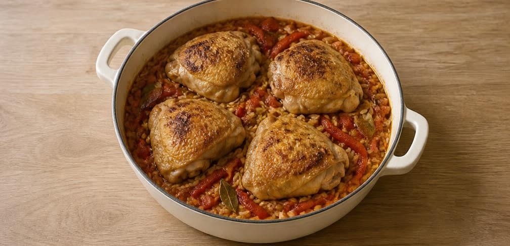 Spanisches Ofenhähnchen mit Paprika-Aroma-Reis – Zubereitung Schritt für Schritt – Hähnchen aufsetzen