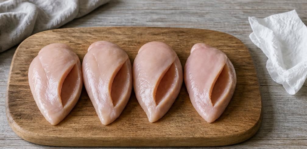 Überbackene Hähnchenbrust mit Spinat-Hüttenkäse-Füllung – Zubereitung Schritt für Schritt – Hähnchen vorbereiten