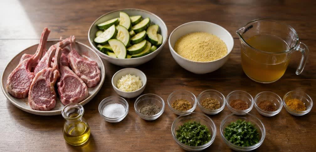 Marokkanische Lammkoteletts mit Zucchini auf aromatisiertem Couscous – Zutaten