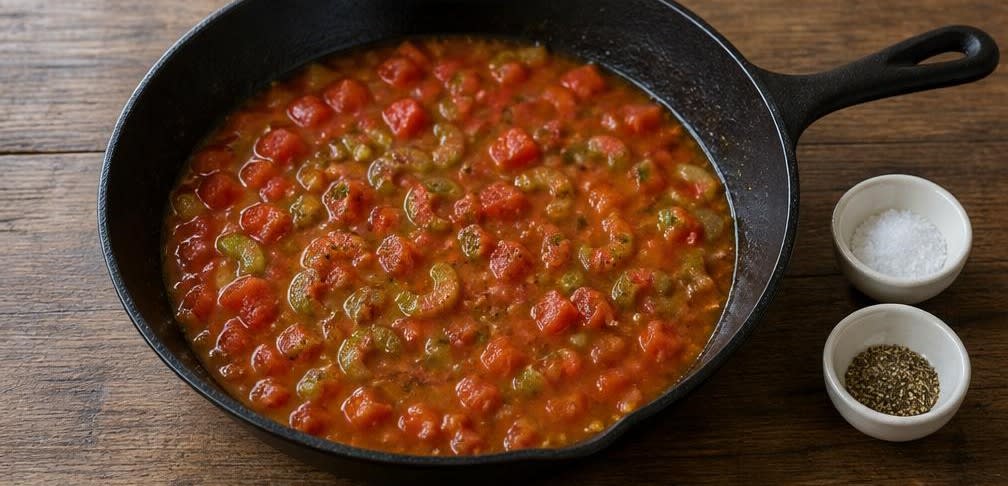 Sautierte Hähnchenbrust in Tomaten-Sellerie-Sud – Zubereitung Schritt für Schritt – Tomaten-Sellerie-Sud herstellen
