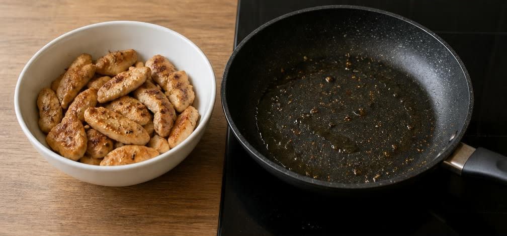Saftiges Hähnchenbrustfilet mit Kimchi und Dämpfreis – Zubereitung Schritt für Schritt – Hähnchen anbraten