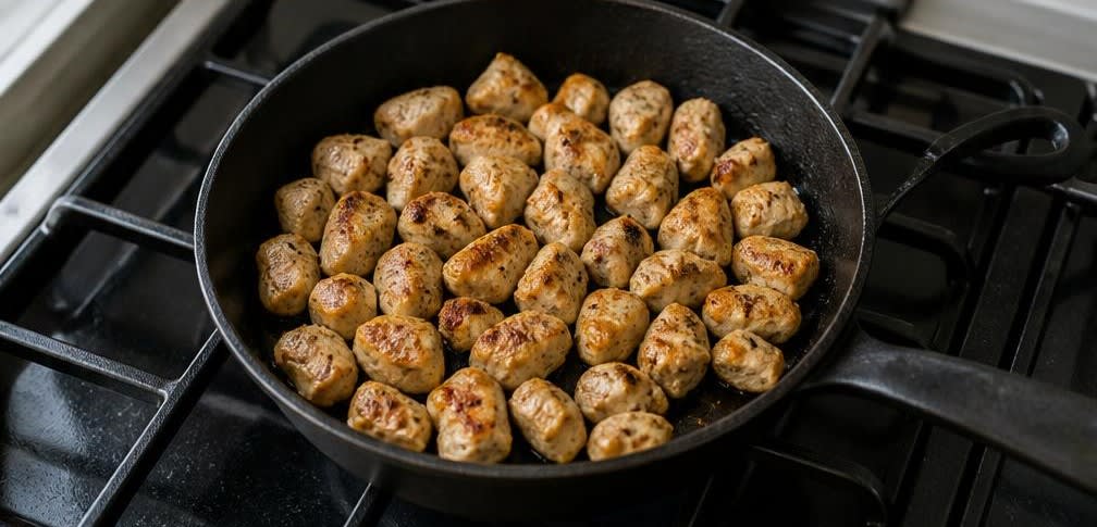 Marokkanische Putenbrust mit geröstetem Blumenkohl und Gewürz-Bulgur – Zubereitung Schritt für Schritt – Putenbrust anbraten